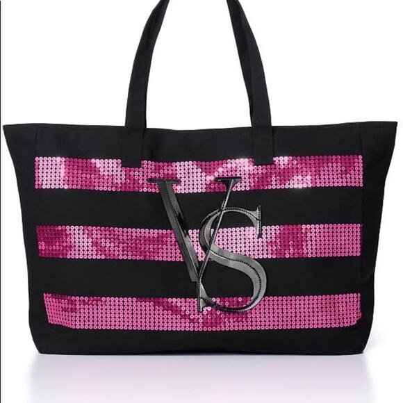 NWOT Victoria's Secret Sequined Tote Weekender Bag Large - Picture 6 of 6